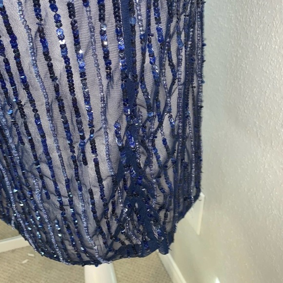 NWT Parker Petra Blue Beaded Mini Dress Size 4 - Picture 6 of 11